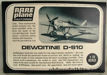 Rareplane 1/72 Dewoitine D-510 plastic model kit